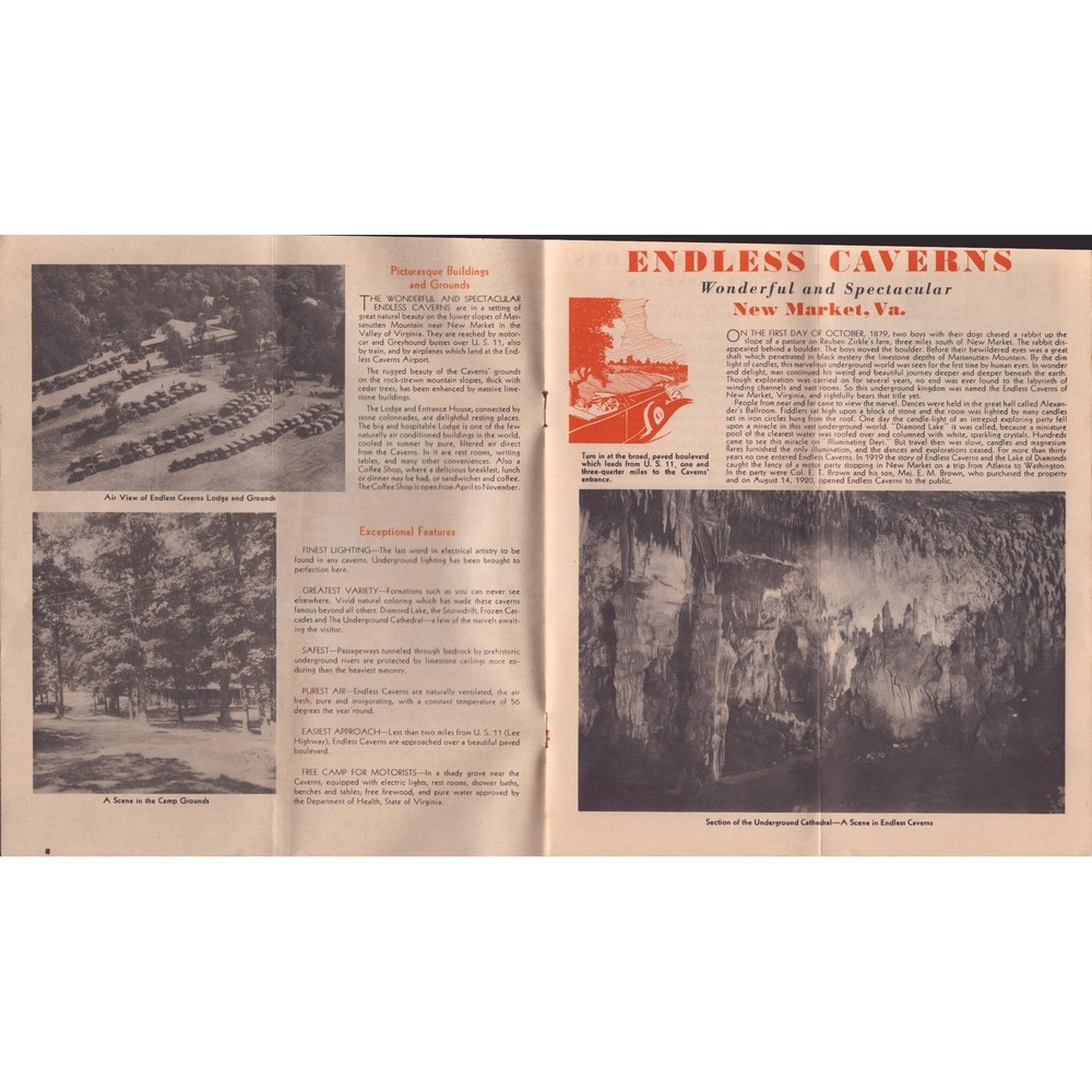 Vintage Endless Caverns New Market VA Cave Roadside Travel Brochure Pamphlet - Picture 3 of 3